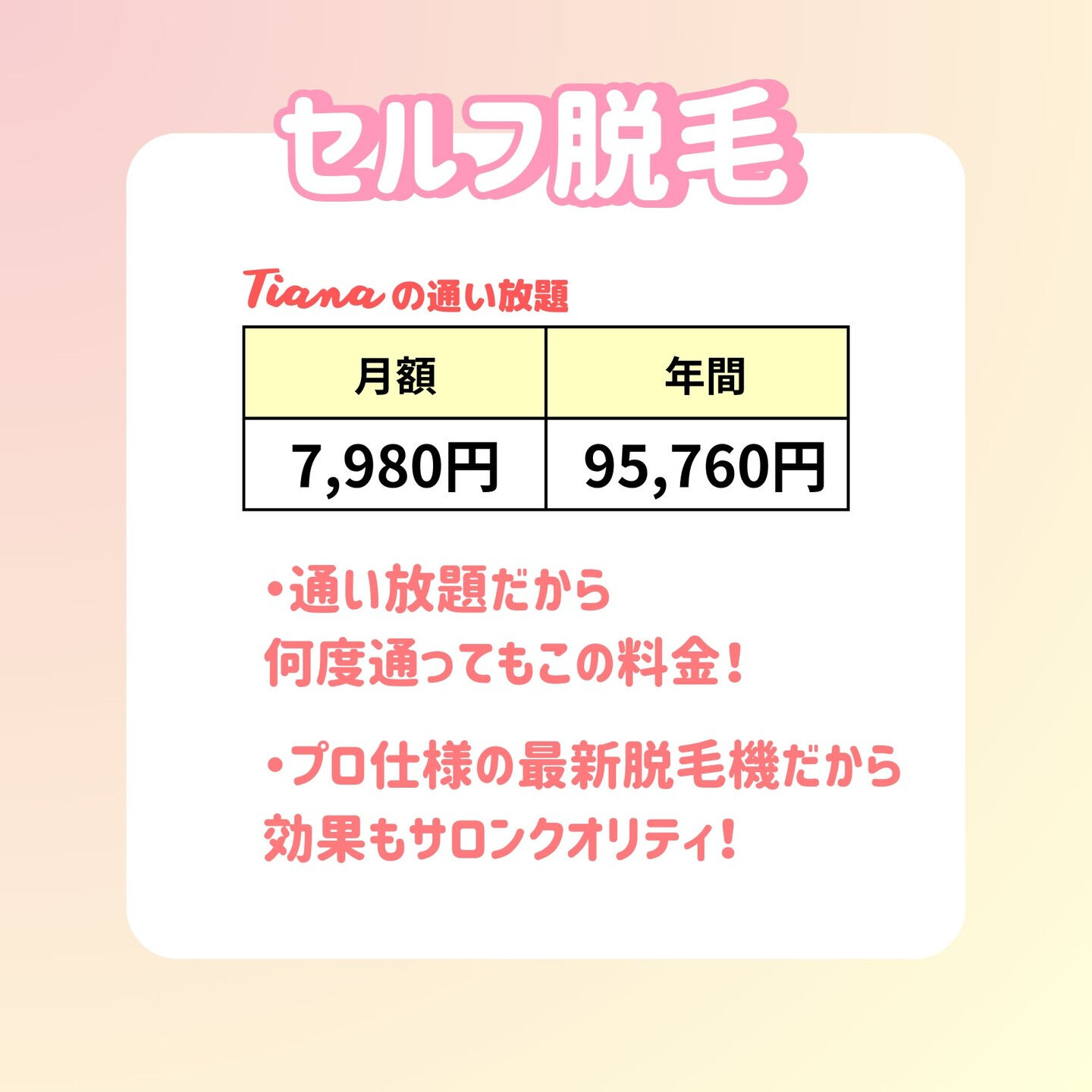 【セルフ脱毛 VS サロン脱毛 コストの違い】